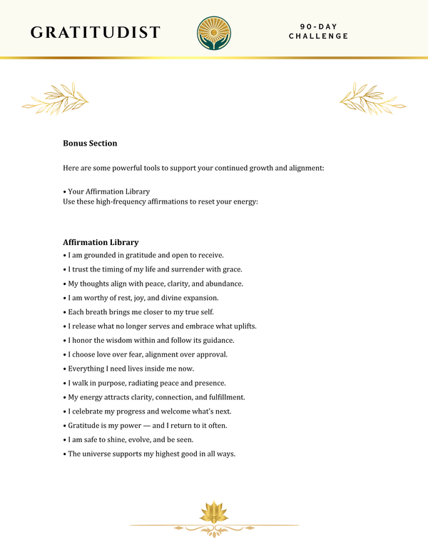 90-Day Gratitude Challenge - TOOLS FOR ALIGNED LIVING EDITION