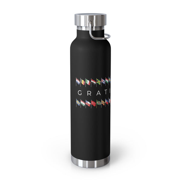 Gratitudist Travel-Inspired Insulated Water Bottle, 22oz Copper Bottle