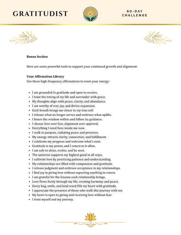 60-Day Gratitude Challenge - TOOLS FOR ALIGNED LIVING EDITION