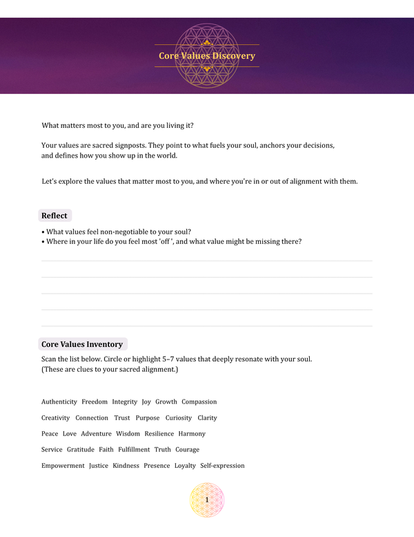 Sacred Self: Identity & Purpose Discovery Workbook