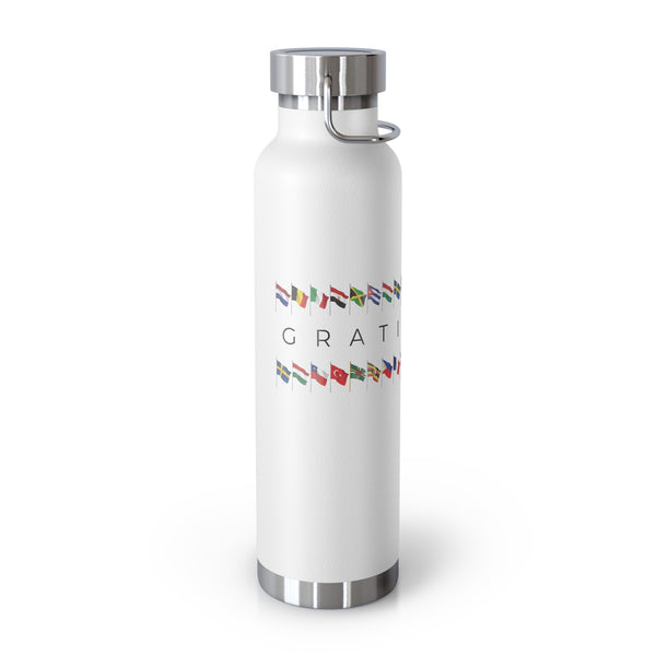 Gratitudist Travel-Inspired Insulated Water Bottle, 22oz Copper Bottle